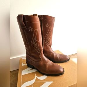 Zara Girl Leather Cowboy Boots with Box